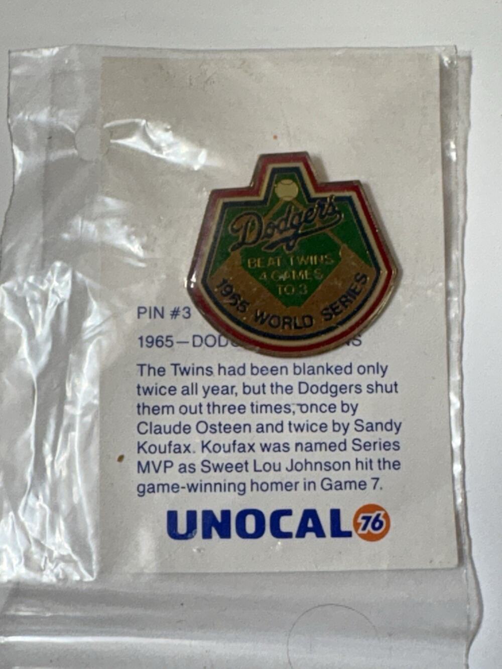 UNOCAL 76 Dodgers Pin Dodgers 1965 Dodgers Vs Twins